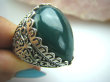 bpe5246 Bajeczny Wielki PIERŚCIEŃ ZIELONY ONYKS - SERCE ,PAMIĘĆ r.20 pięknie zdobione Srebro 925 # - 8