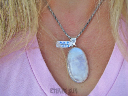 bwe3751 Klasyczna DWUKOLOROWA PIĘKNOŚĆ !!! Duży 20g ! ŚLICZNY Wisior Zawieszka KAMIEŃ KSIĘŻYCOWY Srebro 925 #