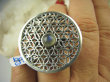 bpe6477 Duży Front Pierścień KWIAT ŻYCIA - SILNY AMULET OCHRONNY !!!! Ażurowy  Pierścień Niebieski Labradoryt Spektrolit r.16 SREBRO 925 # - 3