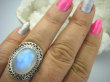 bpe5965 Egzotyczna piękność Pierścień Niebieski Kamień Księżycowy r.17 Srebro 925 # - 5