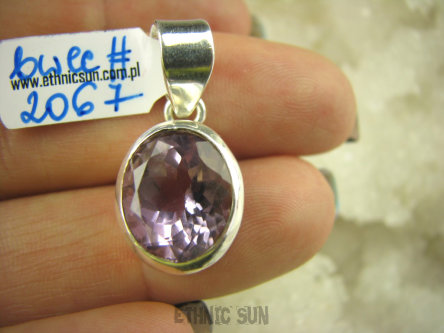 bwee2067 LŚNIĄCY Delikatny malutki słodziutki Wisior klejnocik Szlifowany Fioletowy AMETYST - kamień mądrości lśniące Srebro 925 #