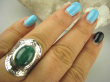bpe6396 Orientalny Piękny Pierścień zdobiona obrączka MALACHIT - pobudza kreatywność r.17/ r.18 Srebro 925 # - 4