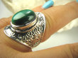 bpe6396 Orientalny Piękny Pierścień zdobiona obrączka MALACHIT - pobudza kreatywność r.17/ r.18 Srebro 925 # - 5
