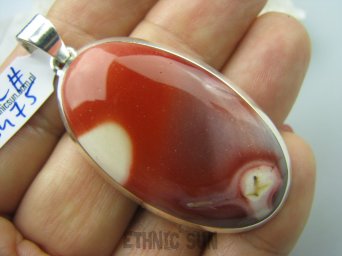 bwe2475 Cudowny KOJĄCY Długi 5.6 cm !Az 20 gramów  JASPIS MOKAIT - kamień antystresowy Niespotykany Duży 20 gramów !!! Wisior Mokait lśniące Srebro 925 #