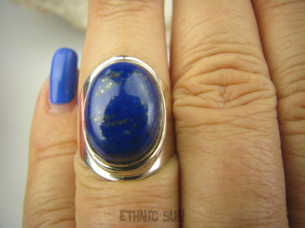 bpe7002 Delikatny Pierścień z Lapis Lazuli - strażnik prawdy i mądrości r.15 lśniące Srebro 925 #