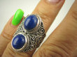 bpe6999 Na szczupły palec Pierścień granatowo chabrowy Lapis Lazuli - strażnik prawdy i mądrości r.10/ r.11 Mały Rozmiar Srebro 925 # - 2
