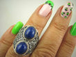 bpe6999 Na szczupły palec Pierścień granatowo chabrowy Lapis Lazuli - strażnik prawdy i mądrości r.10/ r.11 Mały Rozmiar Srebro 925 # - 4