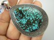 bwe2961 Morska kropla Duża 7 cm !!! 20g UNIKAT Piękny Egzotyczny Wisior naturalny TURKUS Turkusy Srebro 925 # - 2