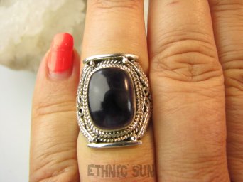 bpe9057 Biżuteria Egzotyczna Pierścień Pierścionek naturalny fioletowy Ametyst - kamień mądrości r.16 Srebro 925 #