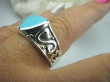 bpe5968 Przepięknie zdobiony Męski lub Damski Sygnet Pierścień Błękitny Turkus Arizona r.24 zdobiona Obrączka Srebro 925 # - 4