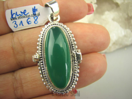 bwe3168 Piękny Sekretnik MEDALION Na Zdjęcia FOTO lub Marzenia otwierany Wisior zielony Onyks Srebro 925 #