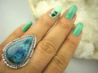 bpe8269 Duży piękny Cudowne Barwy - Rzadkość Pierścień naturalny Wielobarwny AZURYT r.21/ r.22 Srebro 925 # - 6