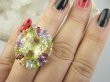 bpee4642 Wooow BOSKO PIĘKNY WIELOBARWNY Lux Pierścień Pierścionek naturalny Cytryn Lemon, Ametyst, Granaty, Oliwin, Blue Topaz r.15 SREBRO 925 # - 3