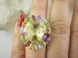 bpee4642 Wooow BOSKO PIĘKNY WIELOBARWNY Lux Pierścień Pierścionek naturalny Cytryn Lemon, Ametyst, Granaty, Oliwin, Blue Topaz r.15 SREBRO 925 # - 4