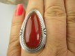 bpe9103  DUZY OKAZ Piękny Egzotyczny Długi 3.7 cm Pierścień Pierścionek czerwony Onyks - regeneruje SERCE, EGZEMY, PAMIĘĆ r.17 Srebro 925 # - 3
