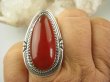 bpe9103  DUZY OKAZ Piękny Egzotyczny Długi 3.7 cm Pierścień Pierścionek czerwony Onyks - regeneruje SERCE, EGZEMY, PAMIĘĆ r.17 Srebro 925 # - 6