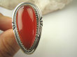 bpe9103  DUZY OKAZ Piękny Egzotyczny Długi 3.7 cm Pierścień Pierścionek czerwony Onyks - regeneruje SERCE, EGZEMY, PAMIĘĆ r.17 Srebro 925 # - 8