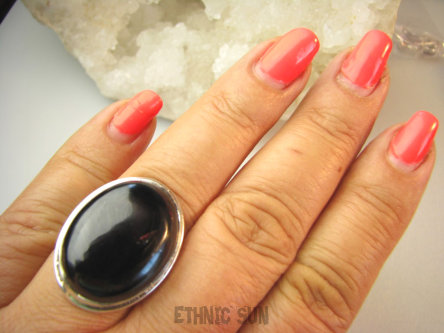 bpe9163 Cudnej urody Pierścień z Klasą Pierścionek naturalny duży Granat - kamień namiętności w kolorze bordowego wina Granaty r.18 Srebro 925 #