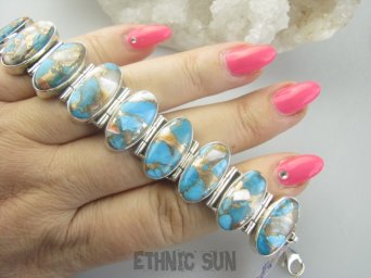 bb3869 Wielobarwna Ostryga Klasyczna Duża 37G Bransoleta TURKUS OSTRYGOWY MIEDZIANY 9 sztuk Turkus OSTRYGA Muszla złota MIEDZ lśniące Srebro 925 #