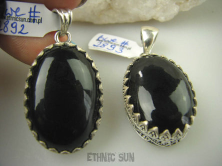 bwe2892 Cudny Wisior Czarny Onyks - regeneruje SERCE, EGZEMY, PAMIĘĆ Maroko, Marokańskie Wzornictwo Srebro 925 #