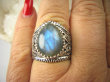 bpe6922 Motyl - symbol siły i niezależności Wygodny PIERŚCIEŃ Labradoryt Spektrolit r.17 zdobiona obrączka Srebro 925 # - 2