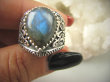 bpe6922 Motyl - symbol siły i niezależności Wygodny PIERŚCIEŃ Labradoryt Spektrolit r.17 zdobiona obrączka Srebro 925 # - 6