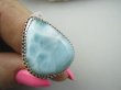 bpe9563 Anielski Pierścień Pierścionek Rzadki Niebieski Larimar (kamień Anielski ) - stawy, serce lęki, otwiera czakrę gardła r.17 Srebro 925 # - 10