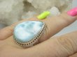 bpe9563 Anielski Pierścień Pierścionek Rzadki Niebieski Larimar (kamień Anielski ) - stawy, serce lęki, otwiera czakrę gardła r.17 Srebro 925 # - 5