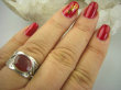 bpee3467 CUDOWNY Pierścień Obrączka szlifowany Czerwony ONYKS r.20 szeroka obrączka Srebro 925 # - 5