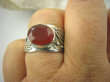 bpee3467 CUDOWNY Pierścień Obrączka szlifowany Czerwony ONYKS r.20 szeroka obrączka Srebro 925 # - 2
