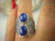 bpe6933 KSIĘŻNA Z EGIPTU  !!! Egzotyczny Masywny Pierścień granatowy Lapis Lazuli - strażnik prawdy i mądrości r.20/ r.21 Srebro 925 # - 2
