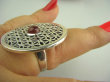 bpe3523 Duży Pierścień KWIAT ŻYCIA - SILNY AMULET OCHRONNY !!!! Ażurowy ORIENTALNY Pierścień Karneol  r.16 SREBRO 925 # - 4