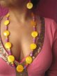 bn151  CUDO SŁONECZNE LATO!!!!  UFF !!! PIĘKNY DŁUGI Naszyjnik Kolczyki Złocisto-Żółta Macica Perłowa Agat ANTYCZNY  kolorowy SREBRO - 3