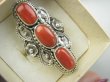bpe9649 UFF CO ZA KORALOWA PIĘKNOŚĆ-Rzadkość Magnetyzujący Talizman przyciąga Szczęscie i Sukces !!!! Długi 4.6 cm ! Orientalny Pierścień Duży Pierścionek naturalny KORAL r.20 Srebro 925 # - 12