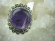 bpe5904 Orientalny Wysoki Pierścień naturalny fioletowy AMETYST - kamień odwagi r.16 Srebro 925 # - 7