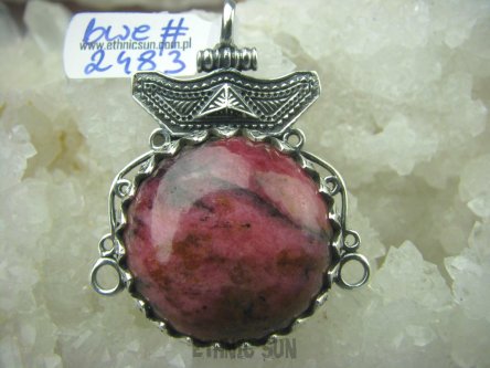 bwe2483 Niesamowity Wisior 19g Rzadki malinowy RODONIT -  Niepokój, stres, bóle głowy, skurcze Maroko Srebro 925 Marokańskie Wzornictwo #