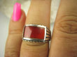bpe8083 Egzotyczny Sygnet Męski lub Damski Pierścień Czerwony ONYKS - regeneruje SERCE, EGZEMY, PAMIĘĆ r.15/r.16 Srebro 925 # - 2