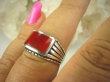 bpe8083 Egzotyczny Sygnet Męski lub Damski Pierścień Czerwony ONYKS - regeneruje SERCE, EGZEMY, PAMIĘĆ r.15/r.16 Srebro 925 # - 3