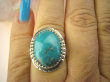 bpe8470 Niezwykły OKAZ Pierścień Pierścionek naturalny TURKUS ARIZONA Turkusy r.16 egzotyczne Srebro 925 # - 3