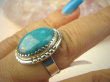 bpe8470 Niezwykły OKAZ Pierścień Pierścionek naturalny TURKUS ARIZONA Turkusy r.16 egzotyczne Srebro 925 # - 5