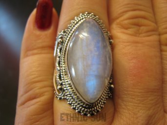 bpe4402  "KOLEKCJA MIŁOSNA "  Pierścień z Sercem Kamień Księżycowy r.16 Srebro 925 #