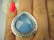 bpe8188 Błękitne Cacko Niebieski WSPANIAŁY Pierścień CHALCEDON (TARCZYCA) r.17 egzotycznie zdobione Srebro 925 # - 2