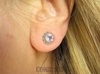 bkee998 Fioletowe Gwiazdeczki !!! Delikatne Kolczyki na Sztyft Fioletowy Ametyst zdobione Srebro 925