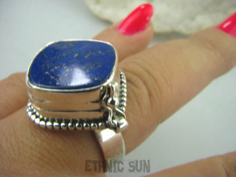 bpe6189 Biżuteria Orientalna !!! Sekretnik Otwierany Pierścień zdjęcia lub marzenia  Niebieski LAPIS LAZULI r.21/ r.22 Srebro 925 #