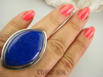 bpe9156 Piękny Klasyczny OKAZ 26G Regulowany Pierścień Pierścionek królewski Lapis Lazuli - strażnik prawdy i mądrości r.18, r.19, r.20, r.21, r.22 Srebro 925 #
