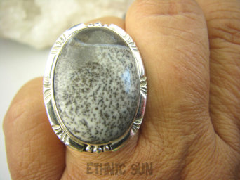 bpe7997 PIASKOWA BURZA - Baśniowy KRAJOBRAZ !!! Pierścień AGAT DENDRYTOWY r.17/ r.18 Srebro 925 #