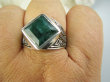 bpee4533 UNISEX DUŻY MĘSKI lub damski SYGNET Pierścień Pierścionek Szmaragd Indyjski Szmaragdy r.25 Srebro 925 # - 2