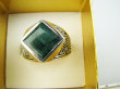 bpee4533 UNISEX DUŻY MĘSKI lub damski SYGNET Pierścień Pierścionek Szmaragd Indyjski Szmaragdy r.25 Srebro 925 # - 8