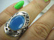 bpee3286 CACUSZKO Przepiękny Pierścień szlifowany Niebieski Chalcedon (tarczyca) CZAKRA GARDŁA r.15 ażurowa obrączka Srebro 925 # - 4