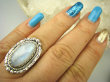 bpe8573 EGZOTYCZNY Pierścień Pierścionek Biały, Niebieski Kamień Księżycowy r.18 Srebro 925 # - 2